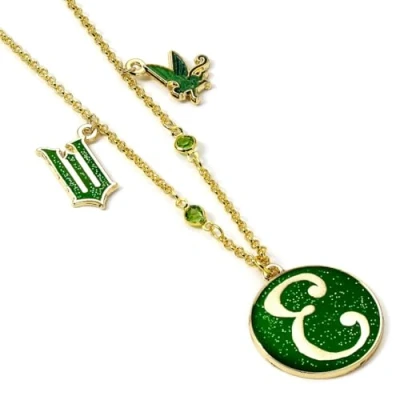 Image of WICKED Elphaba &#039;E&#039; Icon Green &amp; Gold Necklace with Charm Embellishments