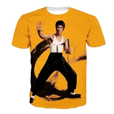 Image of Li Xiaolong Dragon T Shirt for Men Kung Fu Martial Art 3D Printed Round Neck Short Sleeve Casual Pullover Tops