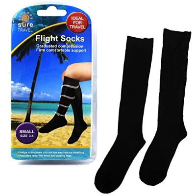 Image of Sure Travel Unisex Mens Womens Compression Comfort Fit Flight Socks Size Small (UK 3 5)