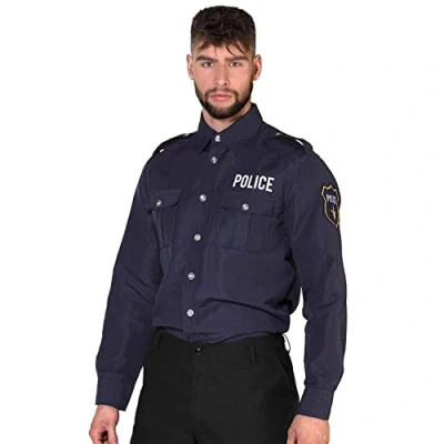 Image of Boland 2061 Police Shirt, Letter Pattern, Multicoloured, 50/52 (M)