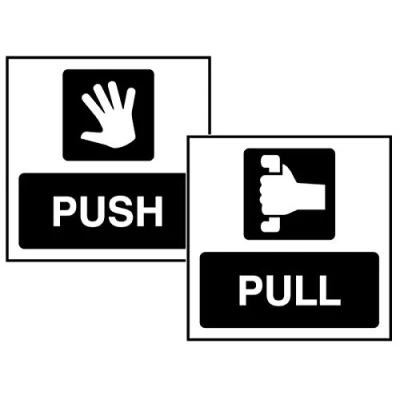 Image of Caledonia Signs 58257 Pull/Push Double sided self adhesive window sticker 150x150mm