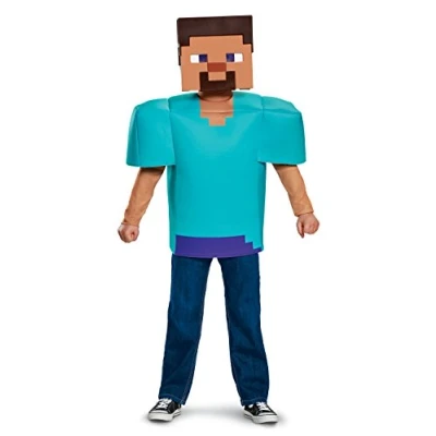 Image of DISGUISE DISK65639K Classic Steve Minecraft, Halloween Costumes for Kids Size, Unisex children, Blue, Medium