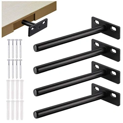 Image of JIZZU Floating Shelf Bracket, 5 Inchs Heavy Duty Invisible Bracket Support for Concealed Wood Shelves Wall Mounted and Decoration(4 Pack