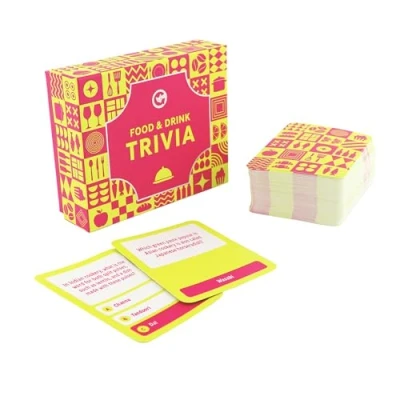 Image of Ginger Fox Food &amp; Drink Trivia Card Game Fun and Challenging Quiz for Foodies, Lovers, Fans Great Nights, Parties, Gatherings Test Your Knowledge
