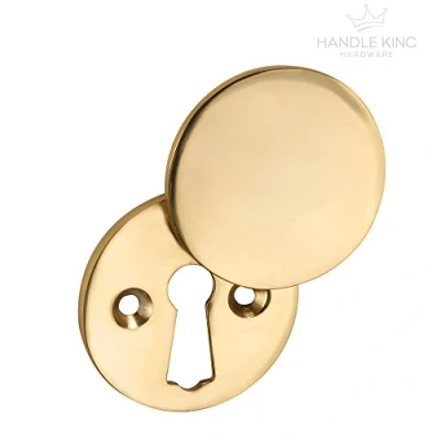 Image of Keyhole Cover Plate Covered Escutcheon with Polished Brass Finish