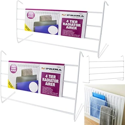 Image of Nti 2 Pack 4 Tier Radiator Airer Dryer, Metal, White, 2m