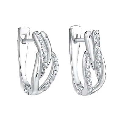 Image of SILVEGO Mirabelle QRDK09 Women&#039;s Earrings 925 Sterling Silver with Clear Zirconia, Silver, Cubic Zirconia