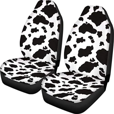 Image of Biyejit Cow Print Car Seat Cover Dustproof Protector Pet Cushion Case Pattern 2 Piece Set Vehicle Auto Accessories Universal Fit