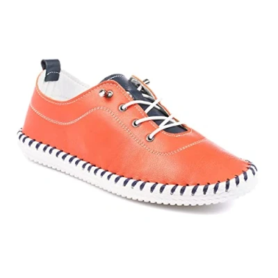Image of Lunar Sandown Soft Leather Plimsoll 5 UK Orange
