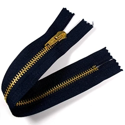 Image of Gold Colour Metal Trouser Jeans Zip Closed End 8 inch (20cm) (Dark Blue)
