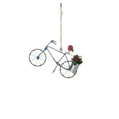 Image of Shoeless Joe Metal Robin on Bike Christmas Tree Decoration