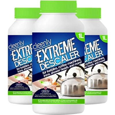 Image of Cleenly Extreme Descaler for Kettles, Coffee Machines, Shower Heads, Irons, and More! (3 x 1 Litre) Super Strong Liquid