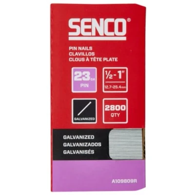 Image of SENCO A109809R 1/2&quot; 1&quot; 23 Gauge Pin Nails, Galvanized Finish 2,800 Count Pack