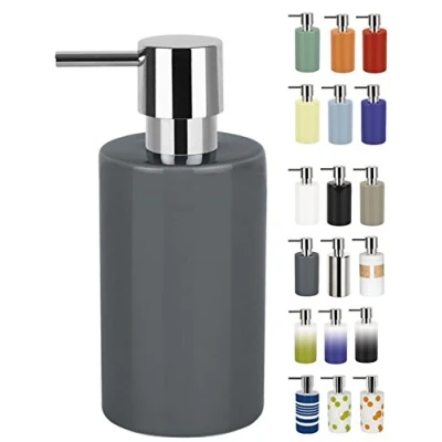Image of Spirella Liquid Soap Dispenser, Stoneware, Grey, 7 x 16 cm
