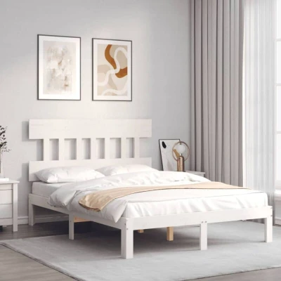 Image of vidaXL Bed Frame without Mattress White 140x190 cm Solid Wood Pine
