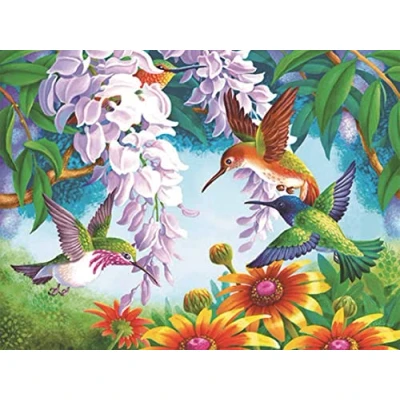 Image of OWN4B Cross Stitch Kits Stamped, Hummingbird and Flowers Printed Pattern 11CT 14.2x18.1 inch DIY Embroidery Kit (Birds)