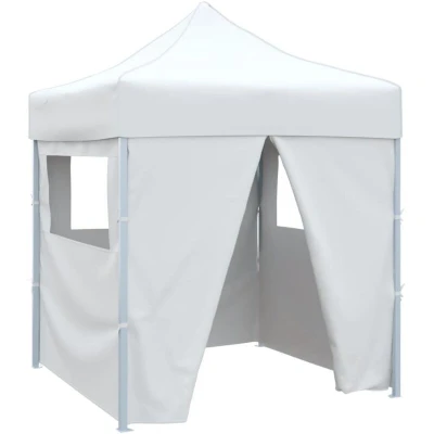 Image of vidaXL Professional Folding Party Tent with 4 Sidewalls 2x2 m Steel White