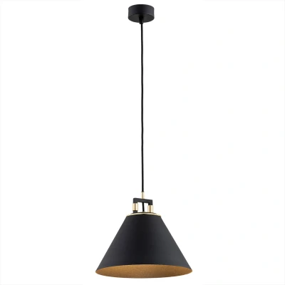 Image of Orte Dome Pendant Ceiling Light Black Structure, Brass Elements