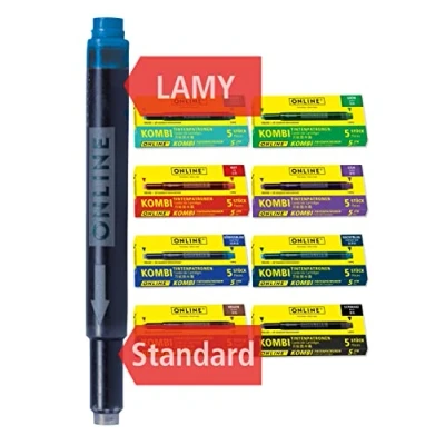 Image of ONLINE 40 x Compatible Lamy Ink cartridges, Colourful, Universal for All Standard Fountain pens, Replacement Value Pack of Coloured Writing