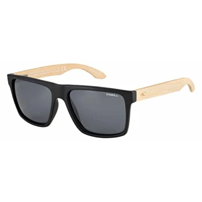 Image of O&#039;Neill Men&#039;s Polarized Sunglasses Matte black/Bamboo/Solid smoke Lens ONHARWOOD2.0 104P size 57 17 142 mm