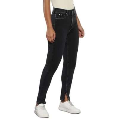 Image of Calvin Klein Women’s High Rise Skinny Fit Jeans, Black (Denim Black), 27W/32L