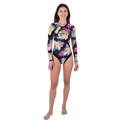 Image of Hurley Women&#039;s Hana Cross Yoke Surfsuit One Piece Swimsuit, Black, XS