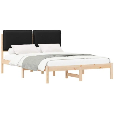 Image of vidaXL Bed Frame with Upholstered Headboard Black 135 x 190 cm