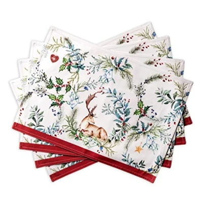 Image of Maison d&#039; Hermine Kelim 100% Cotton Set of 4 Placemats for Dining Table Kitchen Wedding Everyday Use Dinner Parties Thanksgiving/Christmas (Infinity, 33cm x 48cm)