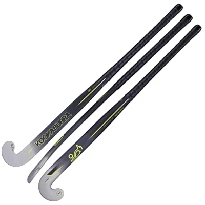 Image of KOOKABURRA Unisex Phyton Hockey Stick, Black/Grey/Yellow, 36.5 Light UK