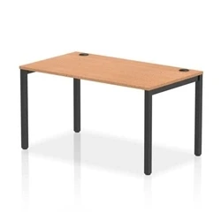 Image of Impulse Bench Single Row 1400 Black Frame Office Desk Oak