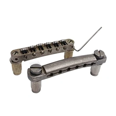 Image of Guyker Guitar Tune O Matic Bridge and Stop Bar Tailpiece Combo Replacement Compatible with LP SG EPI 6 String Electric Guitar(GS001 + GM005, rust color)