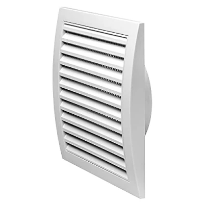 Image of White Air Vent Grille 190mm x with 125m Duct Flange Ventilation Cover.