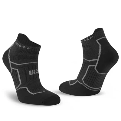 Image of Hilly, Twin Skin, Anti Blister Socklet Med Cushioning, Black/Anthracite, XL