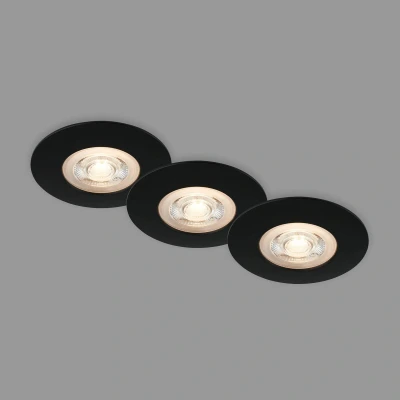 Image of Briloner Kulana LED recessed spotlight black set of 3 IP65