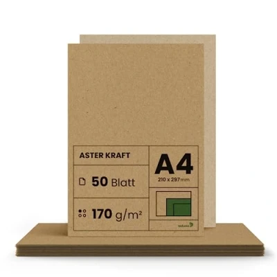 Image of Netuno 50x Brown Kraft Paper DIN A4 210x297mm 8.27x11.69″ 170gsm Aster Recyclable Natural Ecological ECO for Invitations Cards Scrapbooking menus Gifts Sketch Printing Christmas Arts Crafts DYI