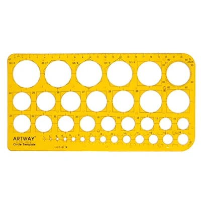 Image of Artway Circle Template Shatter Proof 36 Metric Circles and a 22cm Ruler