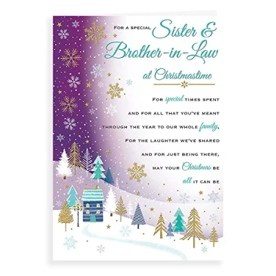 Image of Piccadilly Greetings Regal Publishing Sentiment Christmas Card Sister &amp; Brother in Law 9 x 6 inches, C85574