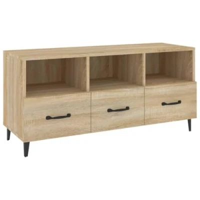 Image of vidaXL TV Cabinet Modern Engineered Wood Media Storage Unit with Shelves and Drawers, Sonoma Oak Finish, Ideal for Living Room Bedroom