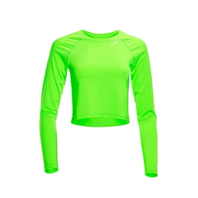 Image of WINSHAPE Women&#039;s Aet116 Functional Light Cropped Long Sleeve Top Yoga Shirt, neon Green, L