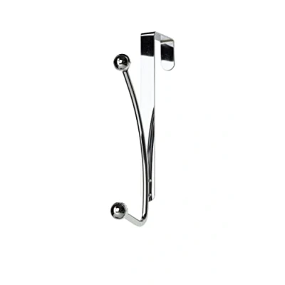 Image of Croydex 2 Pack Over Door Robe Hooks Hooks, Chrome Hook, Easy to Install Hanger, Doors up 40mm Wide, Five Year Rust Free Guarantee, Bathroom or Bedroom