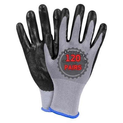 Image of Ogrifox OX FOAMER Pack of Nitrile Gloves, Work Protective Gloves Ox.13.374, Grey Black, Size 7, 120 Pairs
