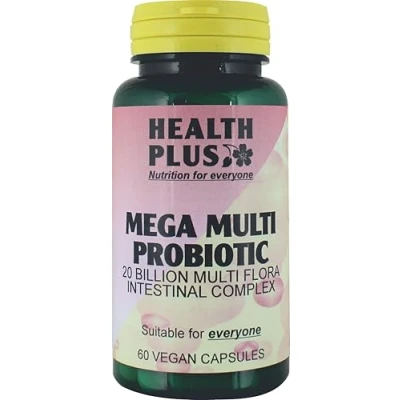 Image of Health Plus Mega Multi Probiotic 20 Billion High Strength strain Digestive Supplement 60 Gelatin Free Capsules