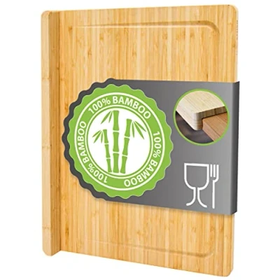 Image of DuneDesign Worktop Chopping Board Counter Edge 44x34x2 Bamboo Cutting with Lip Kitchen Bread Pasta Wooden Saver
