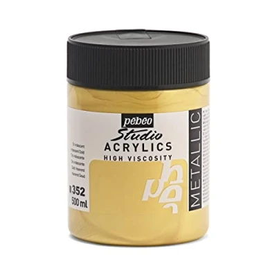 Image of PEBEO 172352 500 ml Studio Acrylic Paint, Iridescent Gold