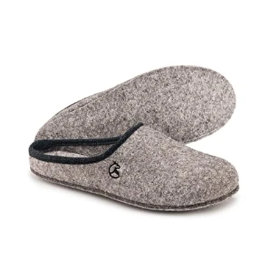 Image of ESTRO Felt Slippers Men with Sole Men&#039;s Winter Warm Women FELT, gray, 10 UK