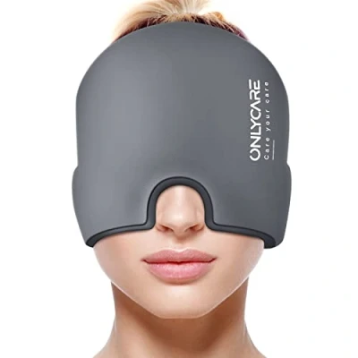 Image of ONLYCARE Migraine Relief Cap, Odorless Headache Hat, Upgraded Head Wrap Ice and Hot Mask