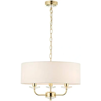 Image of Nixon 3 Light Multi Arm Ceiling Pendant Brass, E14