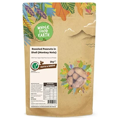 Image of Wholefood Earth Roasted Peanuts in Shell (Monkey Nuts) 2 kg GMO Free High Fibre Source of Protein