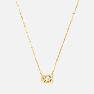 Image of Coach Signature C Necklace, Women&#039;s, Size: ONE, White