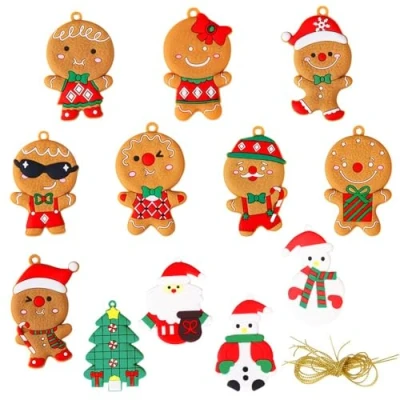 Image of 12pcs Christmas Gingerbread Ornaments, Tree Decorations, Hanging Ornaments Set For Xmas Decoration